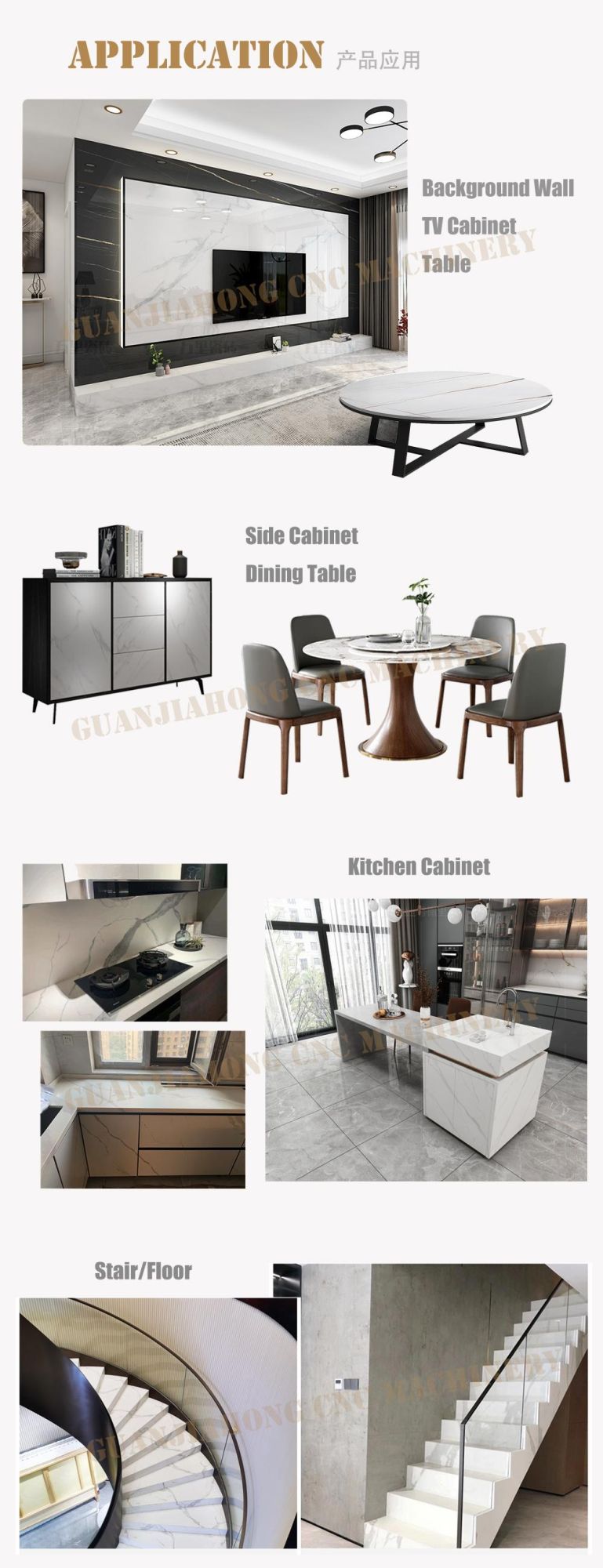 Sintered Stone, Artificial Stone CNC Cutting Machine, Atc Stone CNC Router for Water Sink Coutertop, Table, Backgroud Wall, Stair