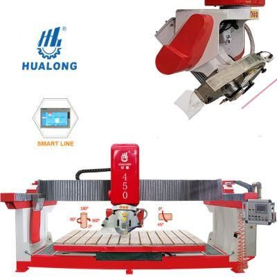 Hualong 45 Degree Miter Cutting Hlsq-450 Processing Bridge Saw Machine Edge Cut for Stone Fabricators Stone Cutting Machine Siemens