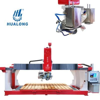 Hualong Hknc-650X CNC Bridge Stone Cutting and Milling Machine CNC Bridge Saw 5 Axis for Marble Granite Countertops Stairs