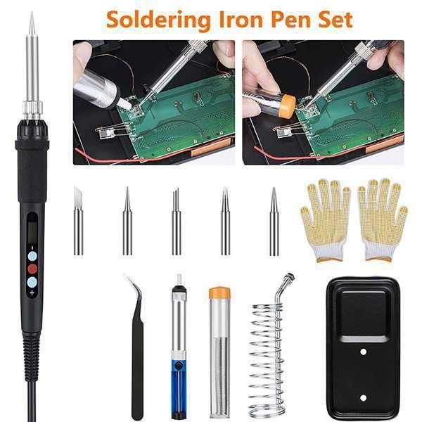 106 Pieces of Pyrography Set Display Temperature Regulation Internal Heat Digital Display Soldering Pen Electric Iron Engraving Set I448462A3