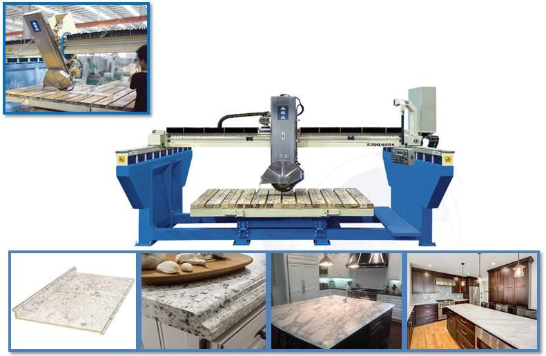 Monoblock CNC Machine Granite Bridge Saw with 45 Miter Cut Cutting Countertops (XZQQ625A)