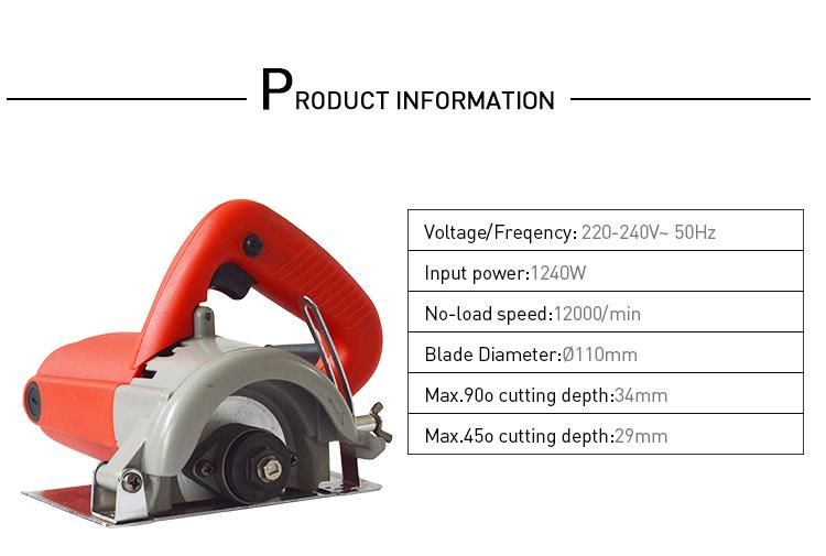 Etpower Power Tools 1240W 110mm Tile Saw Electric Stone Cutting Machine Marble Cutter
