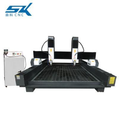 Heavy Duty 1325 Tombstone Engraving Machine Double Heads 3D Stone Granite Sculputre Monuments Carving CNC Router Machine
