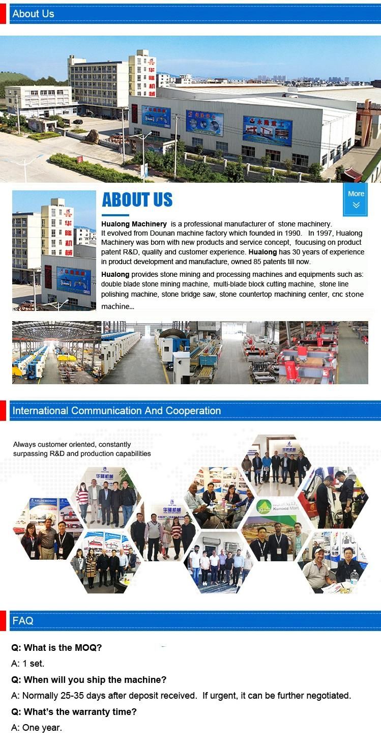 Hualong Chainsaw Diamond Wire Saw Machine for Marble Granite Quartz Block Cutting with Pneumatic & Electrical Drilling Machine in Australia/Indonesia/Ethiopia