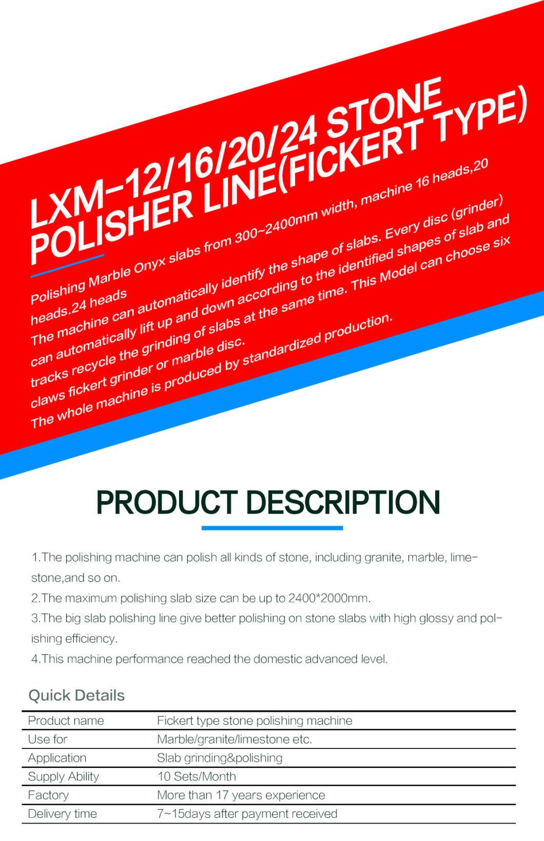 Lxm-12/16/20/24 Automatic Polishing Machine for Stone Slab Grinding - Granite&Marble Polisher Line