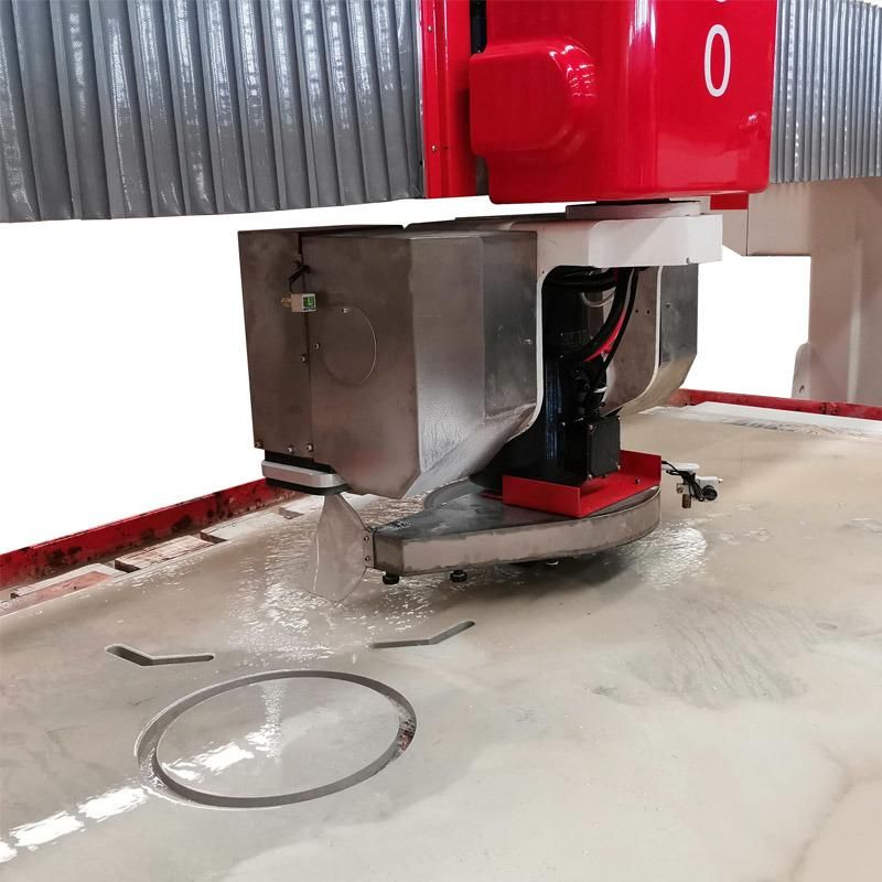 Hualong Stone Machinery 5 Axis CNC Granite Marble Cutter Processing Machine for Stone Kitchen Countertop Drilling Milling Engraving Profiling with Diamond Disc