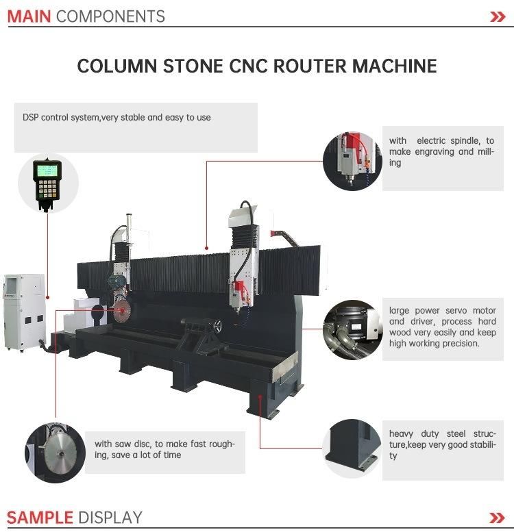 Stone Marble Cutting Engraving 3 Axis CNC Router Machine