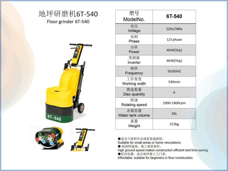 6t-540 Concrete Stone Polishing Floor Grinding Machine