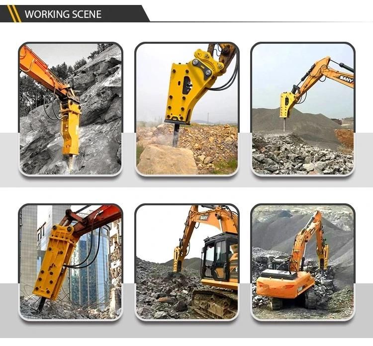Excavator Hydraulic Rock Breaker Hammer Hb20g Hb30g Hb40g Sb50 Sb70 Sb81 Hydraulic Breaker Silence Box Type Top Type