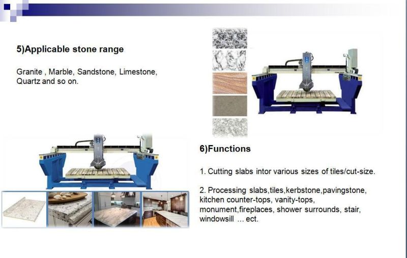 Stone Equipment Bridge Saw Cutting Polishing Slab Machine Tile Cutter (XZQQ625A)