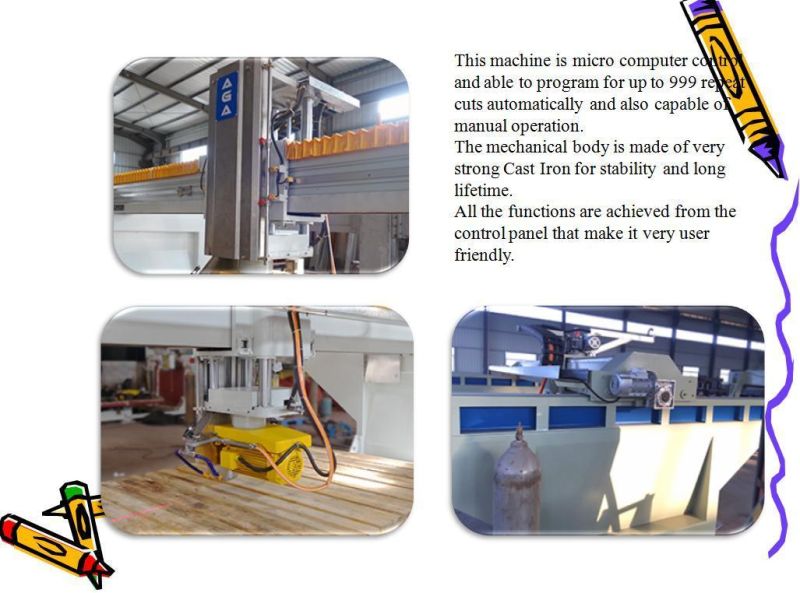 Automatic Laser Guide Stone Bridge Cutting Machine CNC Granite Block Tile Cutter and Water Jet Cutting Machinery for Kitchen Countertops (HQ600D)
