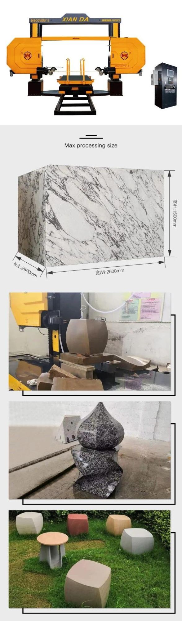 Five Axis CNC Stone Profiling Wire Saw Cutting Machine with CE Certificate