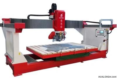 Factory Quick Supply High Production Capacity Hualong PLC Hlsq-650 Laser Bridge Saw for Granite Marble for Sale 45 Degrees Cutting