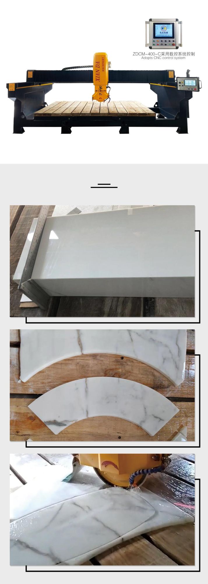 Zdcm-400 China 3 Axis Automatic Marble Granite Cutting Machine Mono Bridge Saw Machine Manufacturer