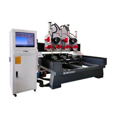 4 Head CNC Stone Engraving Machine with Saw and 4th Axis Rotary