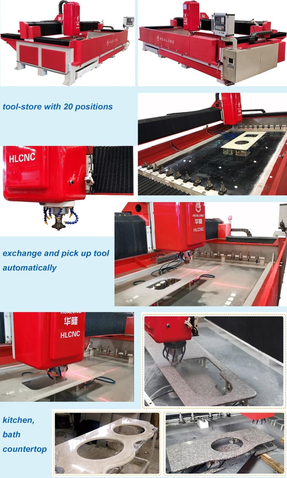 Hualong Hlcnc-3319 3 Axis CNC Machining Granite Marble Ceramic CNC Center Tabletop Countertop Full Option Version