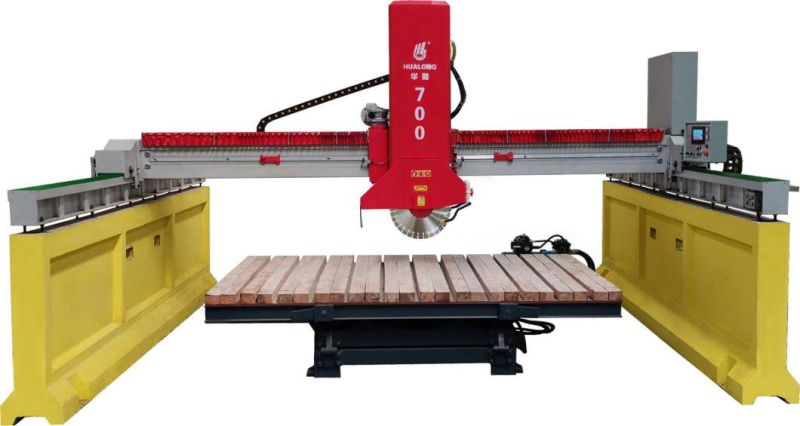 Hlsq-700 Laser Granite Marble Bridge Saw for Stone Countertop Slab Cutting PLC Programmable Control Stone Cutting Machine