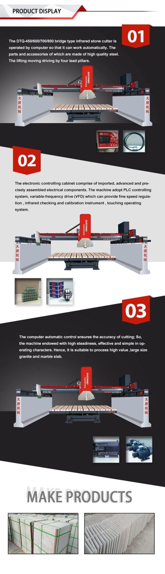 Infrared Granite Marble Quartz Porcelain Basalt Stone Slab Cutting Machine