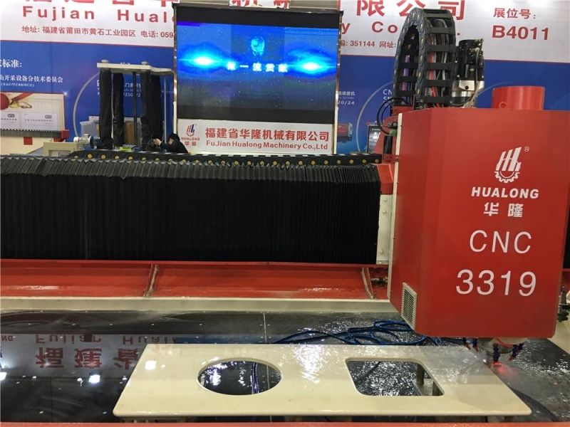 Hualong Hlcnc-3319 CNC Stone Processing Engraving Grinding Center for Countertops Edge Polishing for Marble and Granite