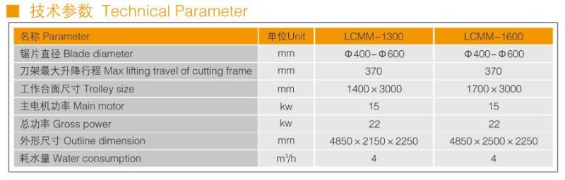 Xianda Stone Cutting Machine 3 Axis Linear Cutting Machine Lcmm-1300/1800
