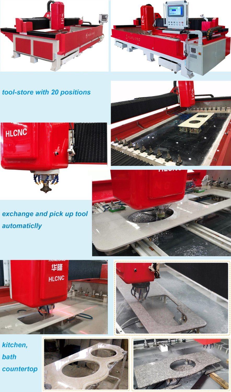 Hlcnc-3319 CNC Stonee Processing Center Automatic Quartz Stone Processing Equipment for Carving Stone Counter Top or Kitchen in China Siemens