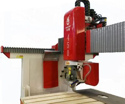 Export Hualong Hlsq-450 45 Degree Blade Tilting Granite Marble Bridge Saw for Stone Countertop Slab Cutting Integrated Steel Frame Selling