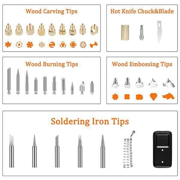 106 Pieces of Pyrography Set Display Temperature Regulation Internal Heat Digital Display Soldering Pen Electric Iron Engraving Set I448462A3