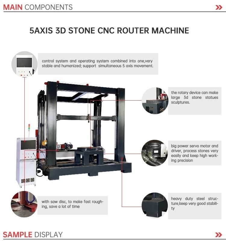 Stone Statue Making 5 Axis CNC Router Machine