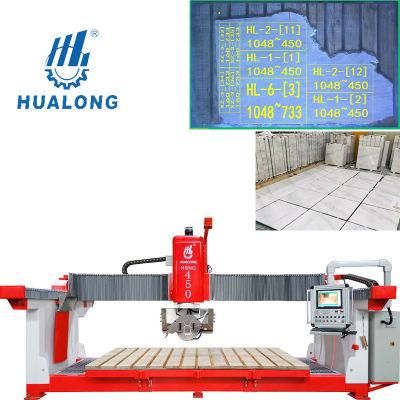 Hualong Hsnc-450 Automatic 45 Degree Head Tilting CNC Granite Bridge Saw Stone Cutting Machine with vacuum Suction Lifter and Camera