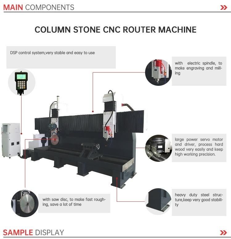 3 Axis Stone Column Engraver Carving CNC Router Machine