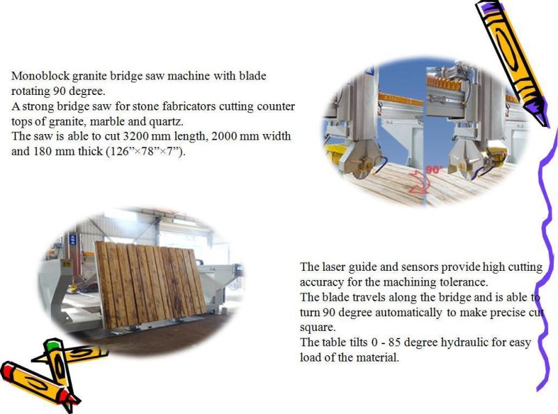 Automatic Laser Guide Stone Bridge Cutting Machine CNC Granite Block Tile Cutter and Water Jet Cutting Machinery for Kitchen Countertops (HQ600D)