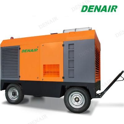 Two Stage Diesel Powered Mobile Screw Air Compressor For Concrete Breaker