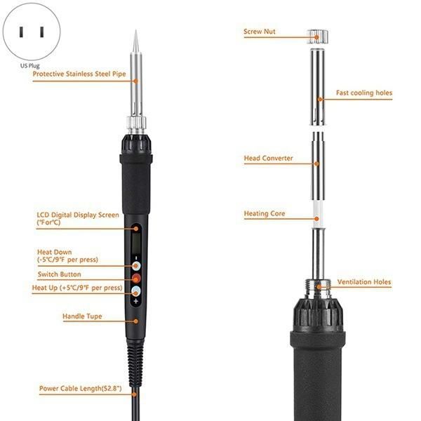 106 Pieces of Pyrography Set Display Temperature Regulation Internal Heat Digital Display Soldering Pen Electric Iron Engraving Set I448462A3