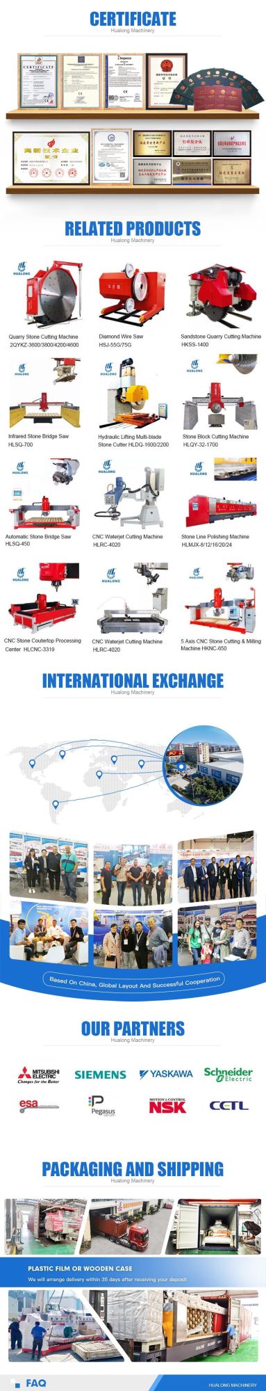 Hualong Stone CNC Machinery Multi-Head Stone Polishing Machine for Granite and Marble Wet Floor Tile Grinder Slab Continious Grinding Line Machine