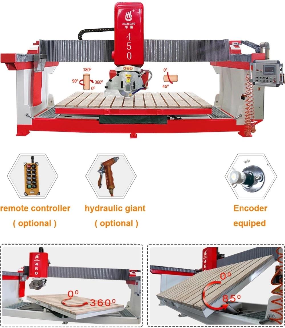 Hualong Automatic Mono Bridge Saw Machine with Siemens PLC for Slab Edge Cutting and Chamfering