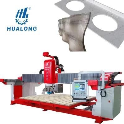 Hknc-500 3D CNC Bridge Stone Cutting and Milling Machine Bridge Saw 5 Axis Countertops Marble Granite Tile Cutter