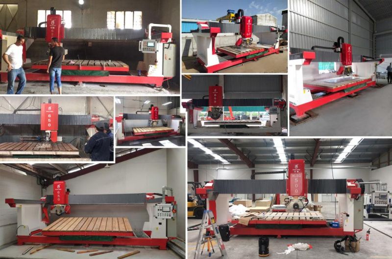 Hualong Stone Machinery Hlsq-650 Granite Marble Bridge Saw Full Automatic High Efficiency Head and Table Rotation 360 Degree Stone Bevel Cutting Machine
