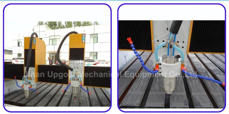Double Z-Axis Double Heads Stone CNC Carving Machine with Steel Table