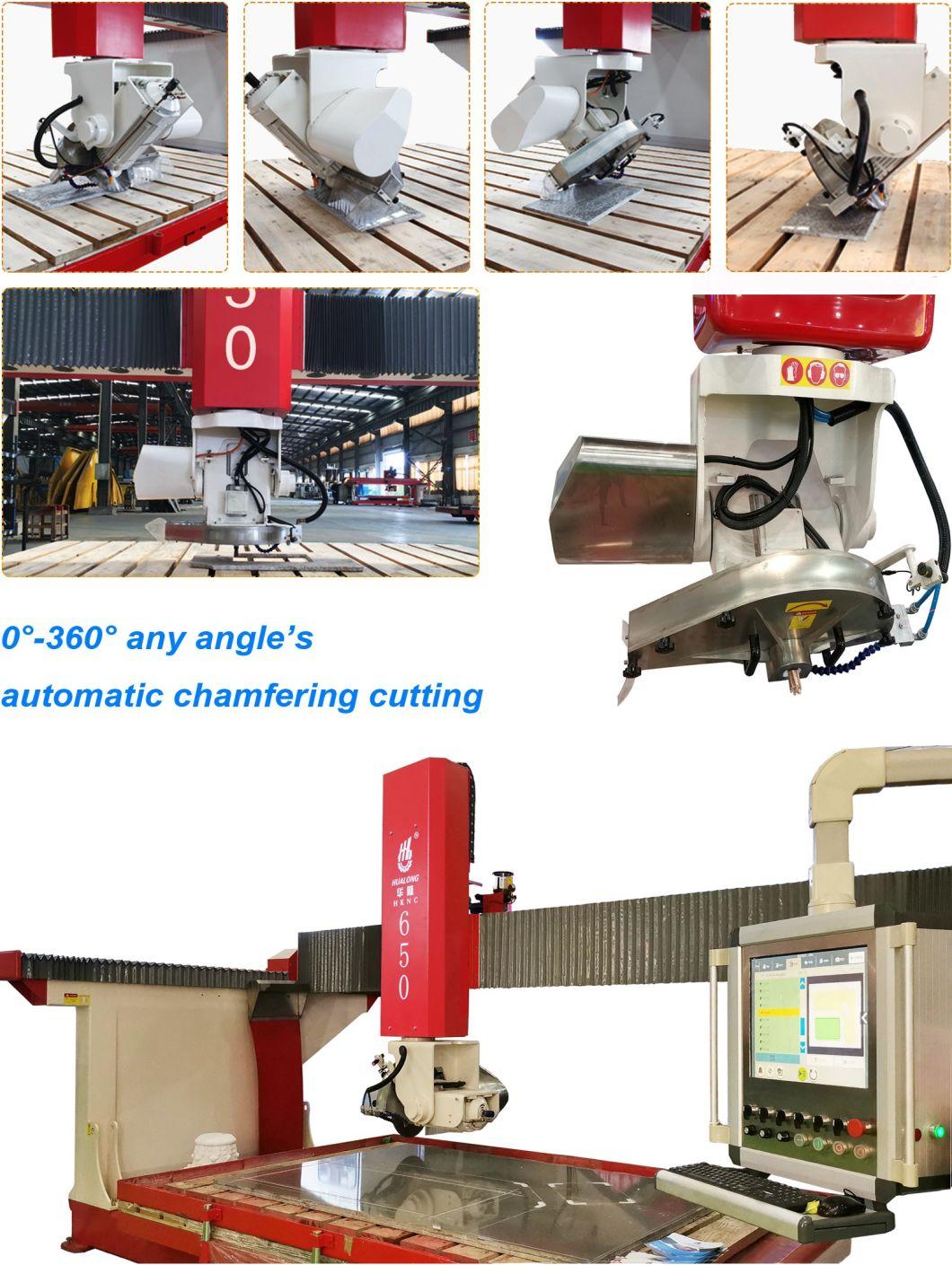 Hualong Hknc-650X CNC Bridge Stone Cutting and Milling Machine CNC Bridge Saw 5 Axis for Marble Granite Countertops Stairs