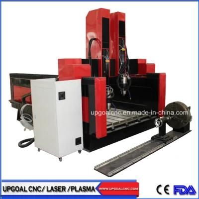 Dual Heads 4 Axis Stone CNC Router Carving Machine 1300*2500*550mm