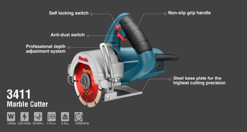 Ronix Model 3411 Ne 115mm 1500W Electric Marble Cutter