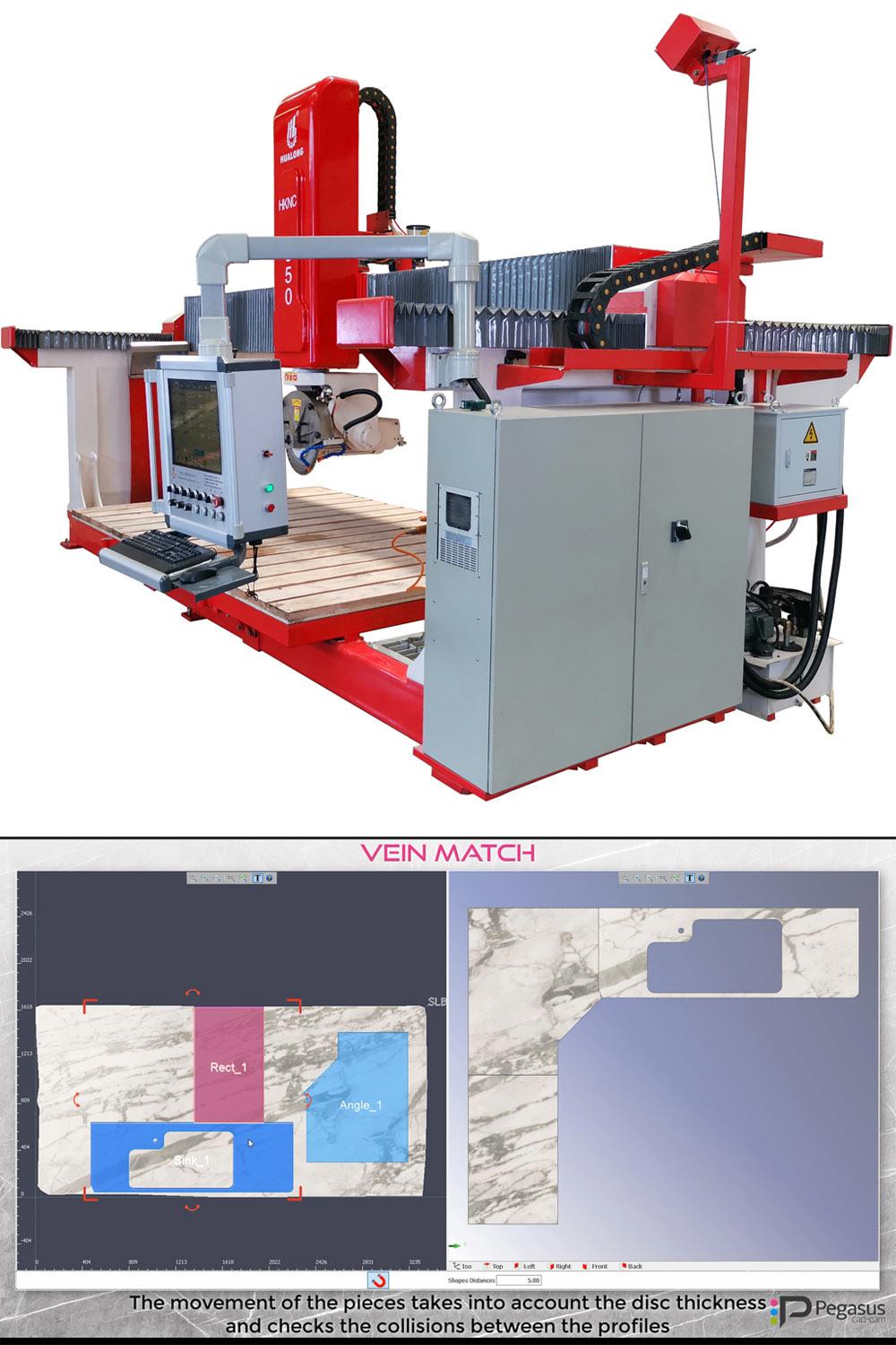 Hualong Machinery, Waterjet 5 Axis CNC Bridge Saw Stone Cutting Machine with Vacuum Chuck Multipurpose for Granite Marble Slab Countertop Vanity Ambry Slab