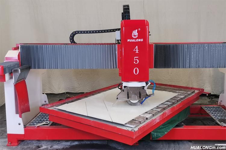 Hualong Hlsq-450 Mono Bridge Stone Cutting Machine for Granite and Marble Quartz Mine Slab Cutting Machine for Countertops Worktable Rotation 360degree