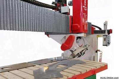 Hualong Hlsq-650 Automatic CNC Mono-Block Laser Bridge Cutter for Granite Tile with Cutting Head 45 Degrees Titling
