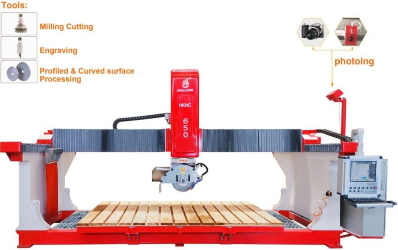 Chinese Factories 5 Axis CNC Bridge Saw for Granite, Marble with Italy Programm and Software, Suction Cups in America and Italy
