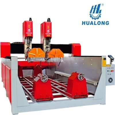 Hualong Machinery 3D CNC Stone Router Sculpture Machine in 3 Axis Carving Furniture Industry Cylinder Cutting Engraving