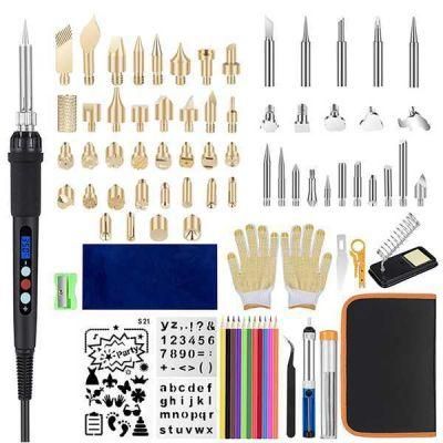 106 Pieces of Pyrography Set Display Temperature Regulation Internal Heat Digital Display Soldering Pen Electric Iron Engraving Set I448462A3