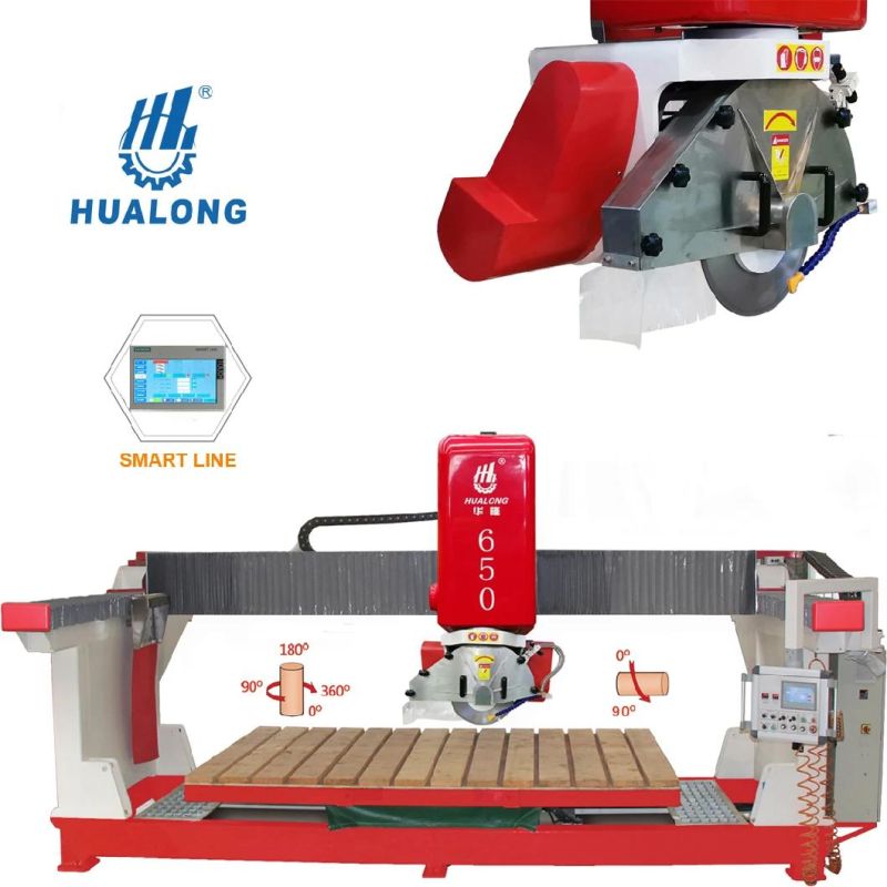Hualong Saw Machine Hlsq-650 Paving Marble Slabs Cut Granite Tiles Machinery Stone Wall Wet Cutting Machine for Sale with 360 Degree Workbench Rotation