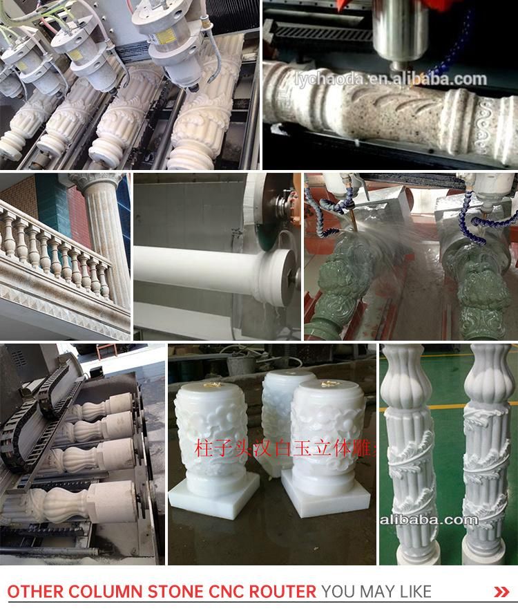 4 Head CNC Router Stone Machinery for Stone Column, Railing, Balustrade, Statue