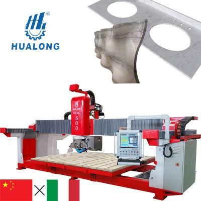 Hknc-500 CNC Bridge Stone Cutting and Milling Machine Glass Cutter Bridge Saw 5 Axis Countertops 3D Marble Granite Italy Pegasus System